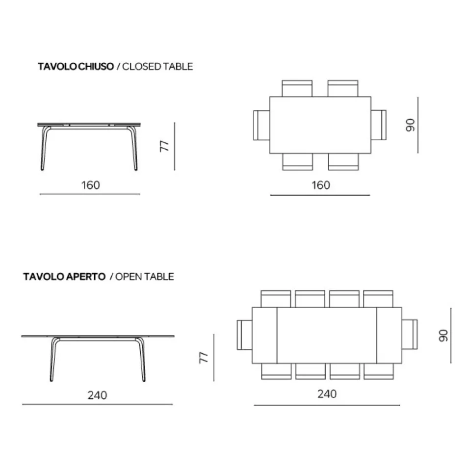 Tavolinë e Zgjerueshme 160/240x90 cm në Gurë të Sintezuar me Efekt Mermeri - Samus Viadurini