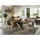 Tavolinë e Zgjerueshme 160/240x90 cm e Bërë nga Arra dhe Hekuri - Nodo Viadurini