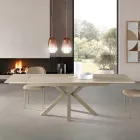 Tavolinë e Zgjerueshme 160/240x91 cm në Gurë të Sintezuar me Efekt Mermeri - Palazzo Viadurini