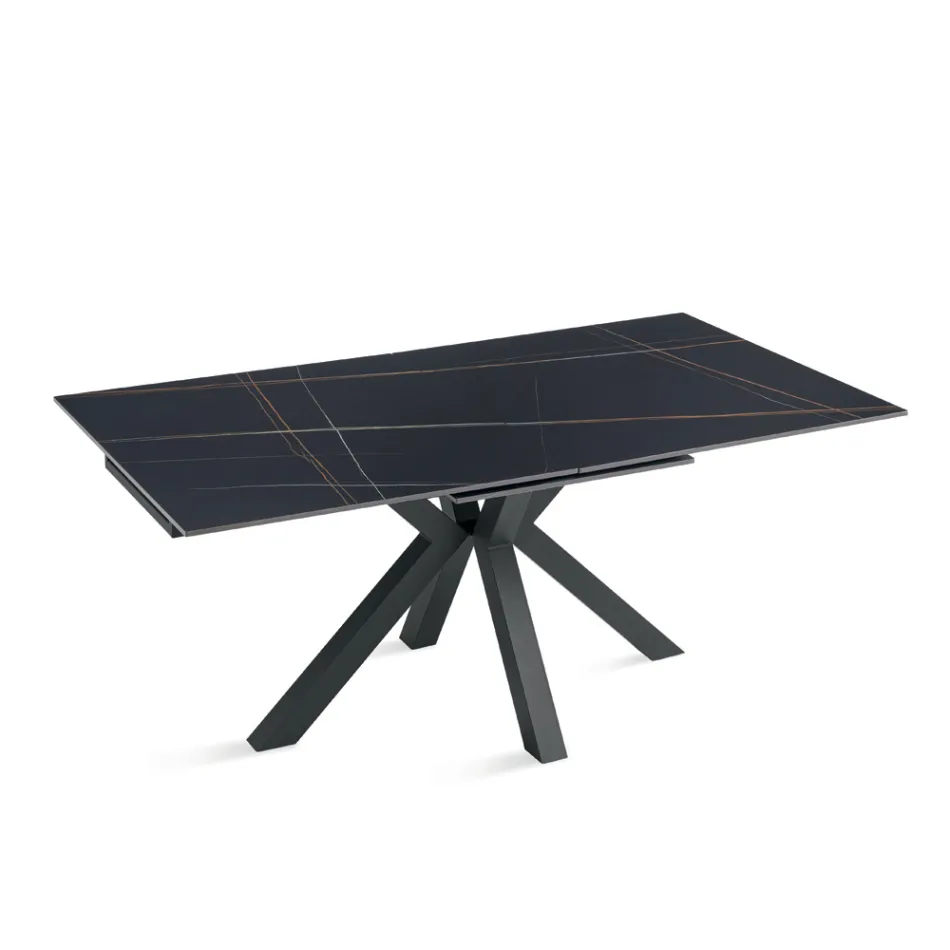 Tavolinë e Zgjerueshme 180/240x100 cm në Gurë të Sintezuar me Efekt Mermeri - Lozhë Viadurini