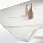 Tavolinë e Zgjerueshme 180/240x100 cm në Gurë të Sintezuar me Efekt Mermeri - Lozhë Viadurini