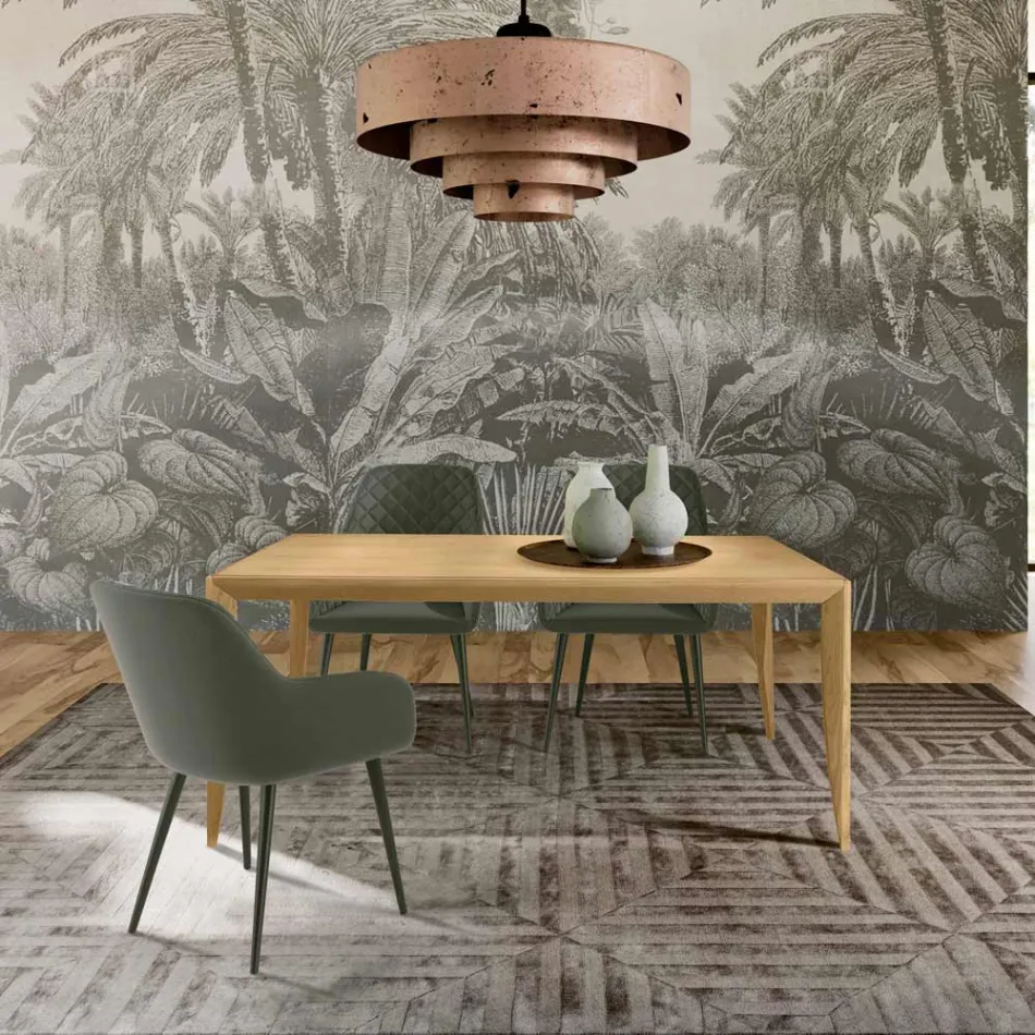 Tavolinë e zgjerueshme nga 180 në 240 cm në dru të hirit me dërrasa - Modula Viadurini