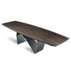 Tavolinë e zgjerueshme 200/300x100 me rimeso lisi dhe metal - kryq Viadurini