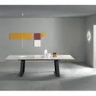 Tavolinë e zgjerueshme 3 m Këmbë metalike me majë qeramike me shkëlqim - Papusca Viadurini