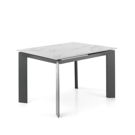 Tavolinë e zgjatur deri në 170 cm në çelik dhe qeramikë - Sfinks Viadurini