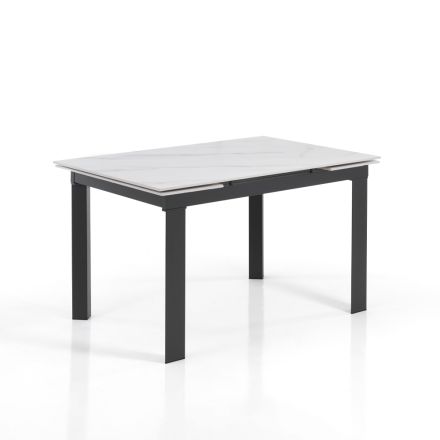 Tavolinë e zgjatur deri në 180 cm në Finish Mermer të Bardhë - Brotola Viadurini