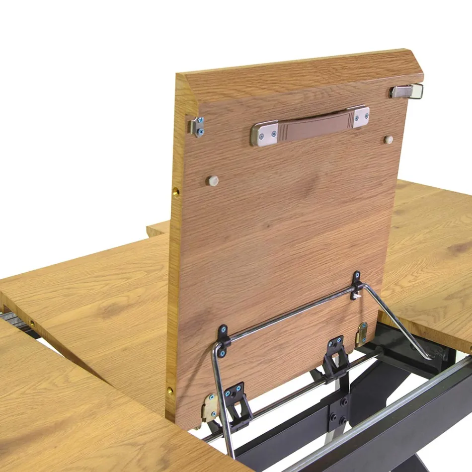 Tavolinë e zgjerueshme 180 cm në MDF Efekt Druri me Kokrrizë të Relievit - Shkumë Viadurini