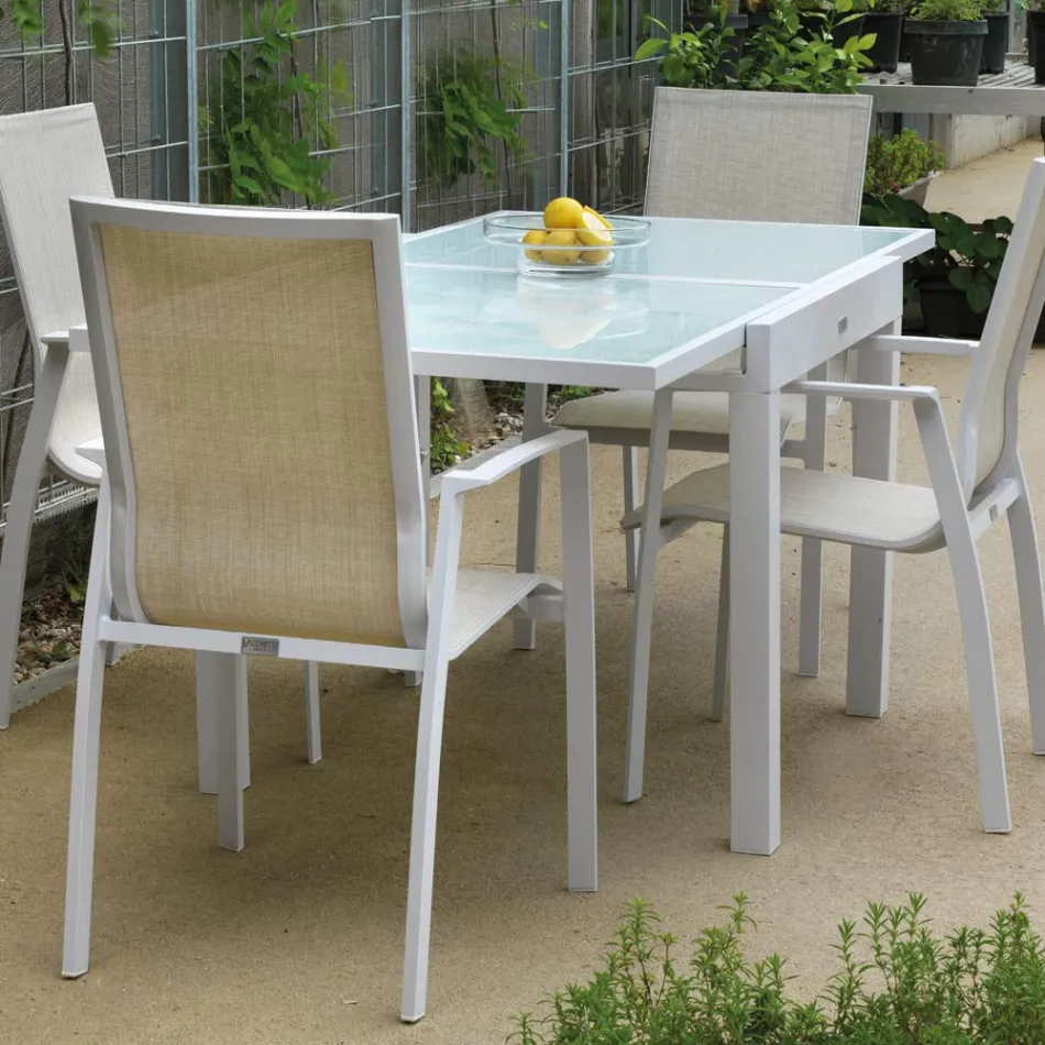 Tavolinë e zgjerueshme 180 cm ose 220 cm me majë xhami të temperuar - Cartellina Viadurini