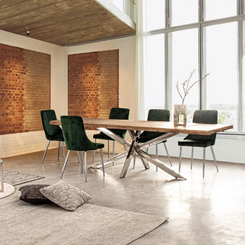 Tavolinë e zgjerueshme deri në 2,6 m në Homemotion prej druri të punuar me dorë - Plutarco Viadurini