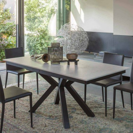 Tavolinë ngrënieje e shtrirë në 2.8 m në këmbë qeramike dhe metalike - Paoluccio Viadurini