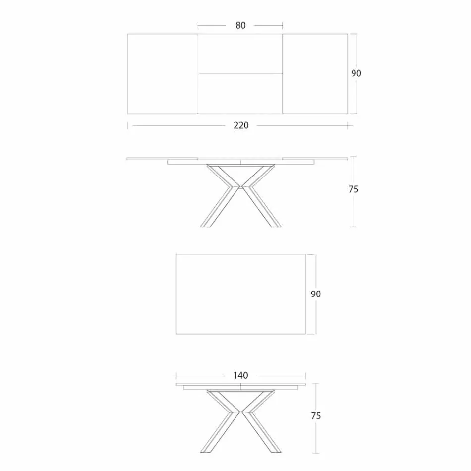 Tavolinë ngrënieje e shtrirë në 2.8 m në këmbë qeramike dhe metalike - Paoluccio Viadurini