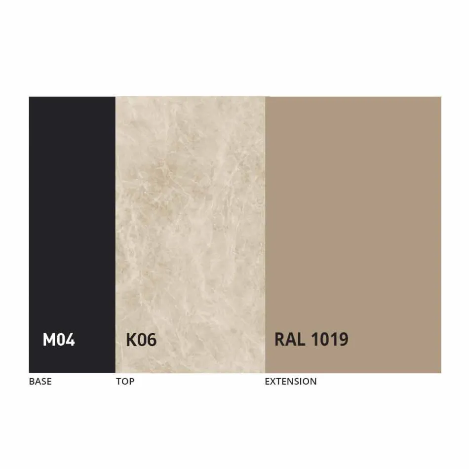 Tavolinë ngrënieje e shtrirë në 2.8 m në këmbë qeramike dhe metalike - Paoluccio Viadurini