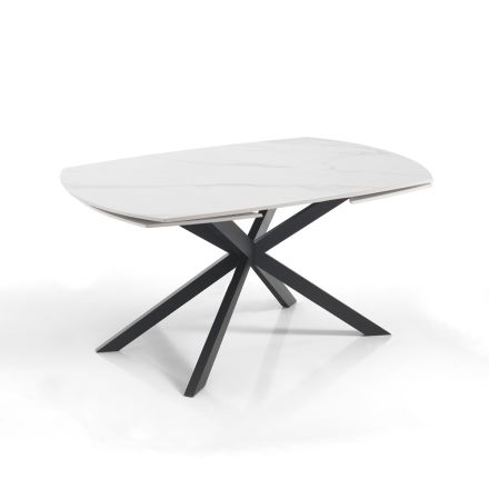 Tavolinë e zgjerueshme deri në Bazë çeliku e zezë 200 cm - Torio Viadurini
