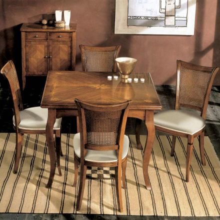 Tavolinë e zgjerueshme deri në 200 cm me 4 karrige në Bassano Wood Prodhuar në Itali - Qelibar Viadurini