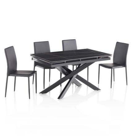 Tavolinë qeramike e zgjatur deri në 200 cm me 4 karrige - Aisha Viadurini