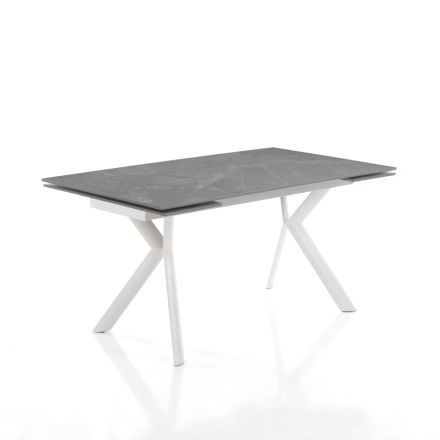 Tavolinë e zgjatur deri në 200 cm në qeramikë dhe çelik - Belone Viadurini