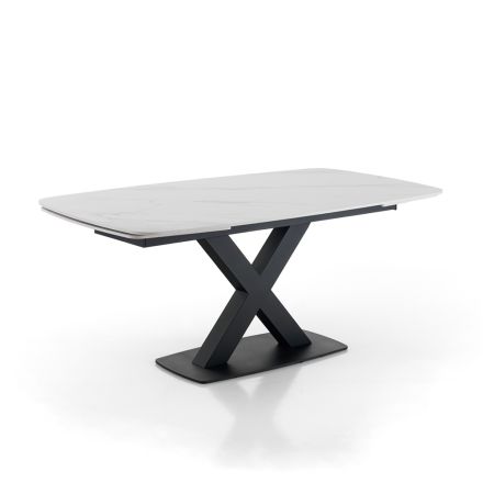 Tavolinë e zgjatur deri në 230 cm me majë në mermer - Batofilo Viadurini
