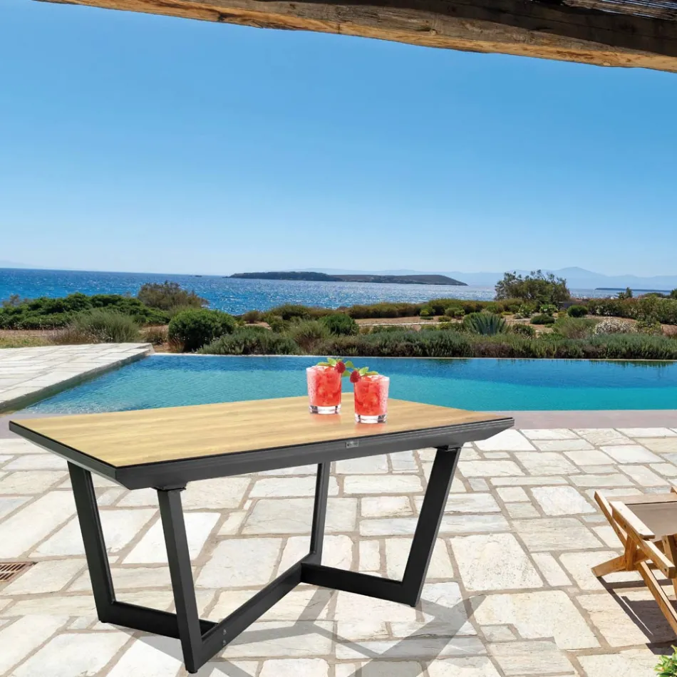 Tavolinë e zgjerueshme 240 cm në alumin me majë HPL - Righello Viadurini