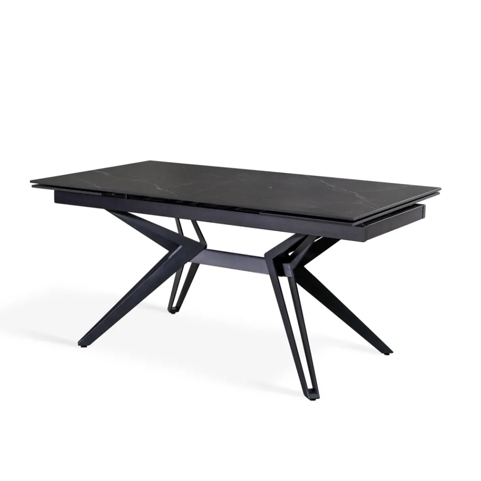 Tavolinë e zgjatur deri në 240 cm në qeramikë dhe metal - Buqetë Viadurini