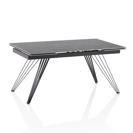 Tavolinë e zgjatur deri në 240 cm në Qeramikë dhe Metal të Zi - Leila Viadurini