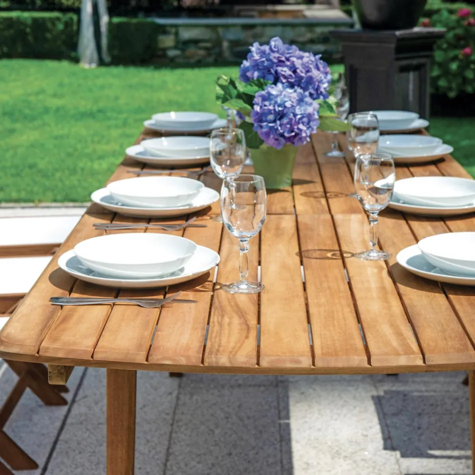 Tavolinë e zgjerueshme deri në 240 cm për kopshtin e bërë nga druri i akacies - Sereno Viadurini