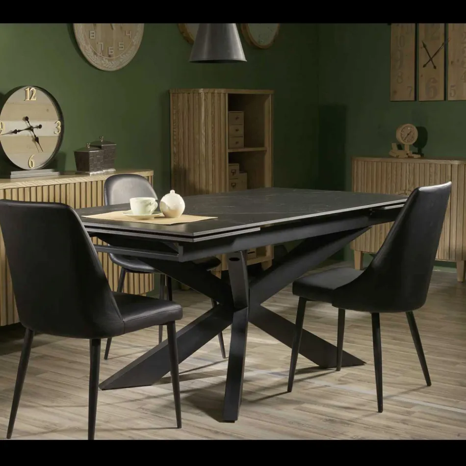 Tavoline e zgjerueshme 260 cm ne gur Metal dhe Sintetik - Nen uje Viadurini