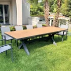 Tavoline e zgjerueshme 263 cm ne Alumini dhe Teak Solid - Lilia Viadurini