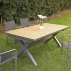 Tavoline e zgjerueshme 263 cm ne Alumini dhe Teak Solid - Lilia Viadurini