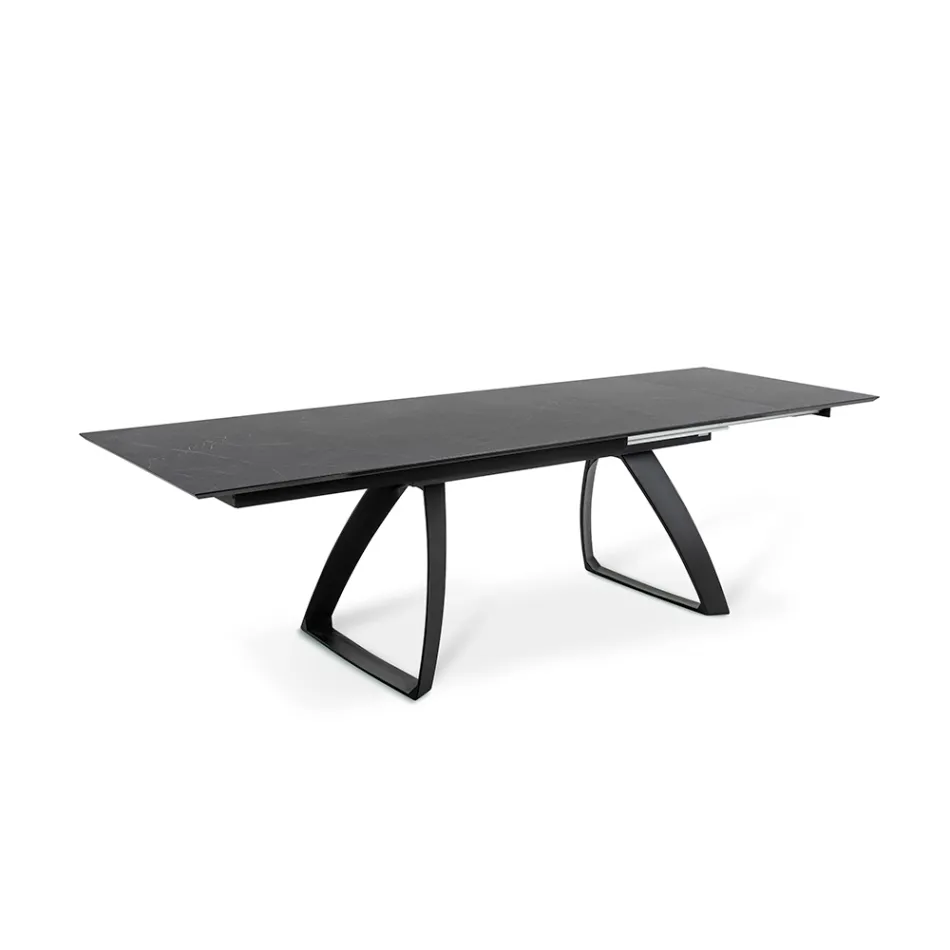 Tavolinë e zgjatur deri në 270 cm me majë HPL dhe bazë alumini - Villongo Viadurini