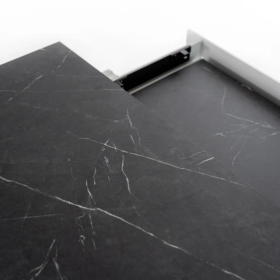 Tavolinë e zgjatur deri në 270 cm me majë HPL dhe bazë alumini - Villongo Viadurini