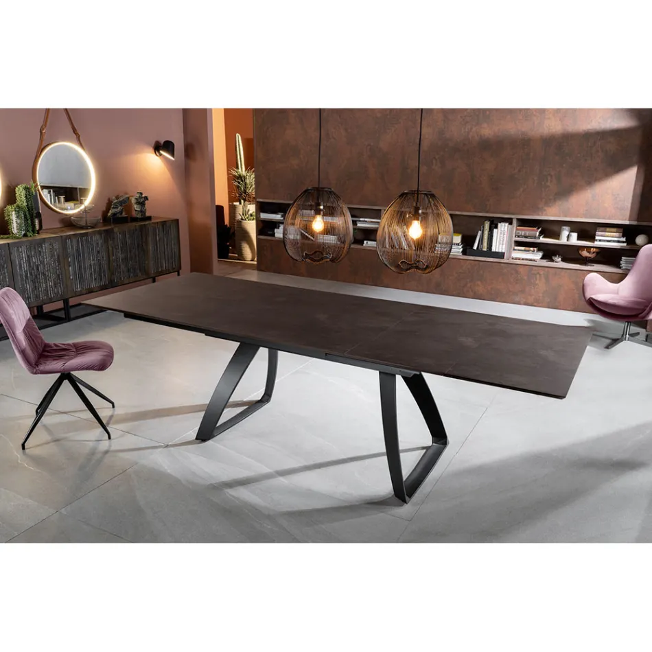 Tavolinë e zgjatur deri në 270 cm me majë HPL dhe bazë alumini - Villongo Viadurini