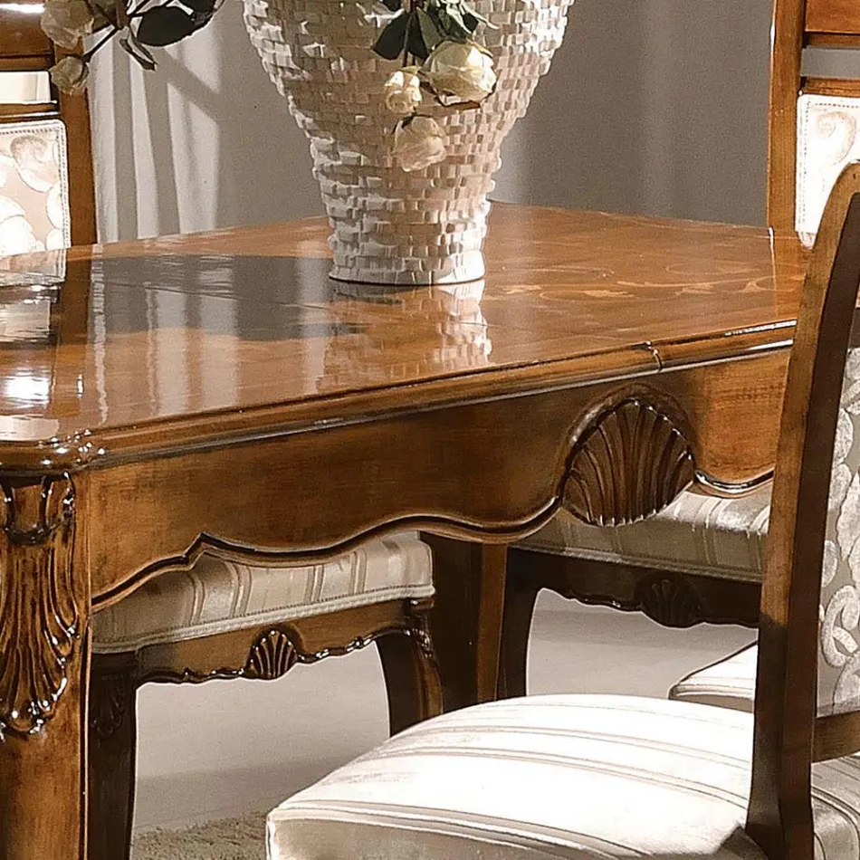 Tavolinë e zgjerueshme deri në 280 cm në drurin e arrës Bassano Prodhuar në Itali - Caligola Viadurini