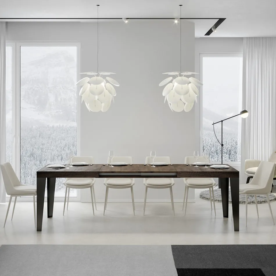 Tavolinë e zgjatur deri në 284 cm në madhësi dhe dekorime të ndryshme Made in Italy - Plazh Viadurini