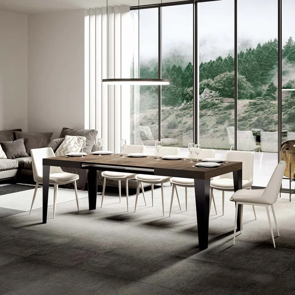 Tavolinë e zgjatur deri në 284 cm në madhësi dhe dekorime të ndryshme Made in Italy - Plazh Viadurini