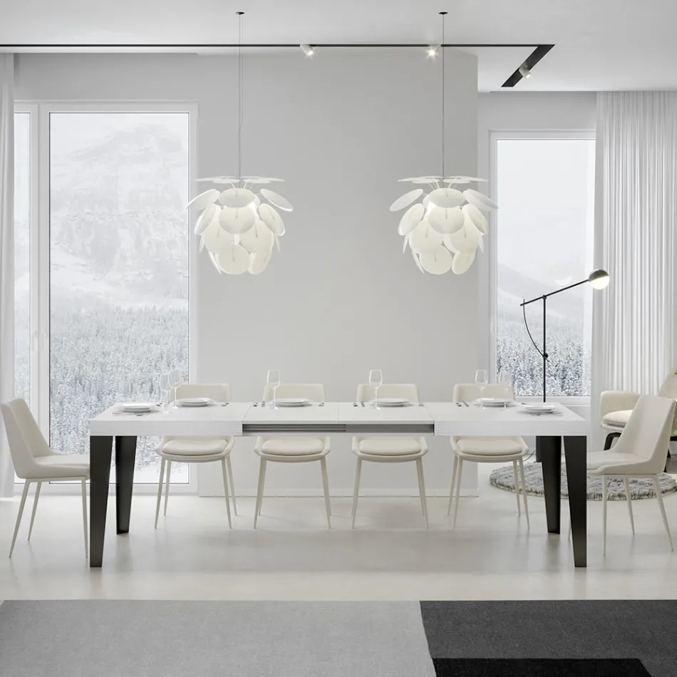 Tavolinë e zgjatur deri në 284 cm në madhësi dhe dekorime të ndryshme Made in Italy - Plazh Viadurini