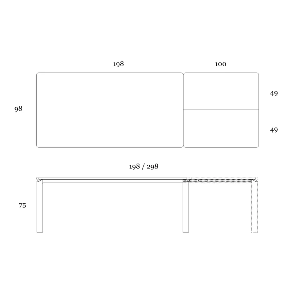Tavolinë e zgjatur deri në 298 cm në qeramikë dhe metal Made in Italy - Tulip Viadurini