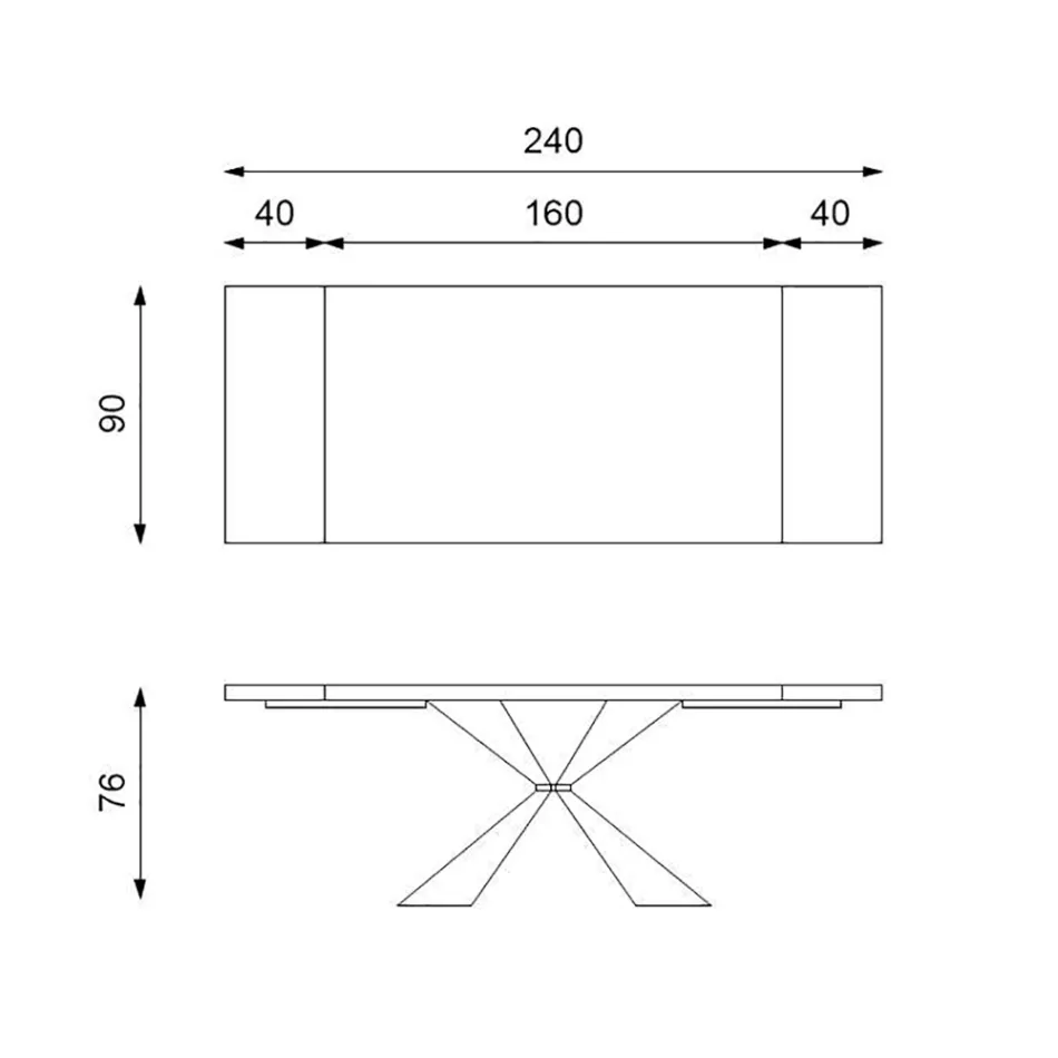 Tavolinë e zgjatur deri në 300 cm me bazë metalike dhe majë lisi - Navy Viadurini