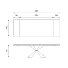 Tavolinë e zgjatur deri në 300 cm me bazë metalike dhe majë lisi - Navy Viadurini