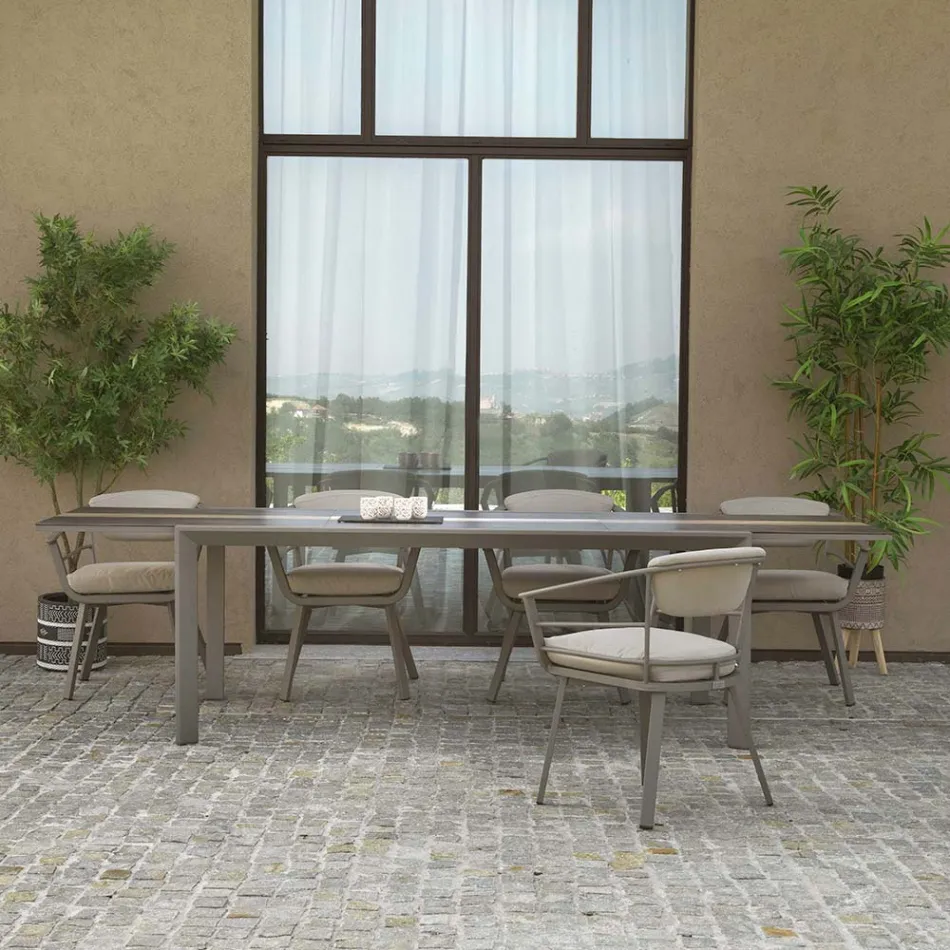 Tavolinë e zgjerueshme 300 cm në alumin me futje HPL - Righello Viadurini