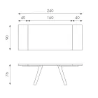 Tavolinë e zgjerueshme deri në 300 cm me rimeso lisi dhe bazë alumini - Travis Viadurini