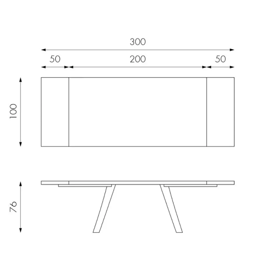 Tavolinë e zgjerueshme deri në 300 cm me rimeso lisi dhe bazë alumini - Travis Viadurini