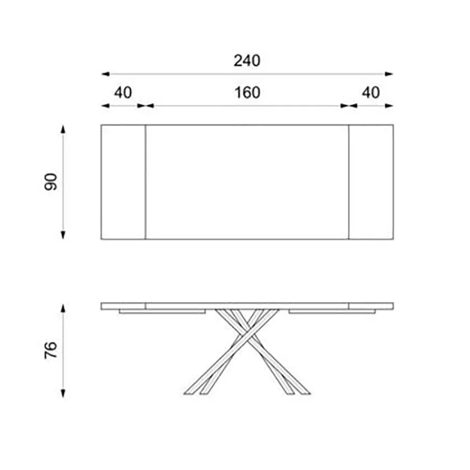 Tavolinë e zgjatur deri në 300 cm me rimeso lisi dhe bazë metalike të zezë - Xino Viadurini