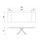 Tavolinë e zgjatur deri në 300 cm me rimeso lisi dhe bazë metalike të zezë - Xino Viadurini