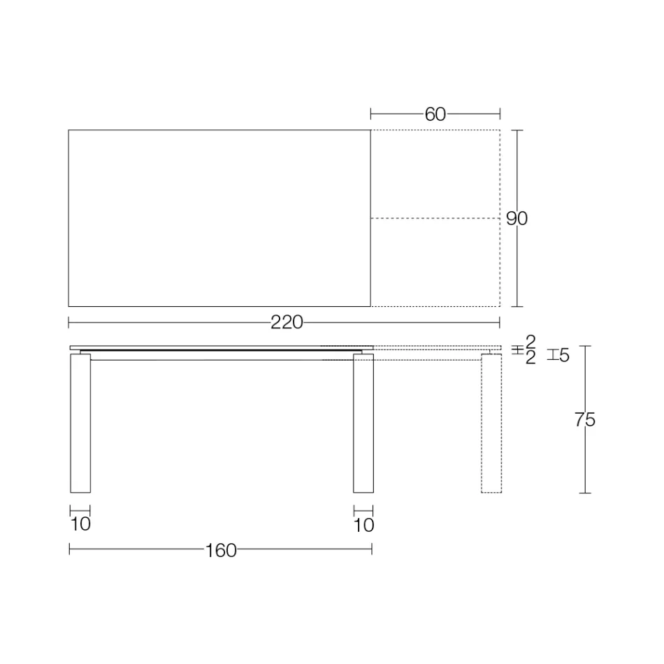 Tavoline e zgjerueshme 310 cm me maje laminat dhe baze metalike - Spille Viadurini