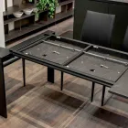 Tavoline e zgjerueshme 310 cm me maje laminat dhe baze metalike - Spille Viadurini