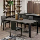 Tavoline e zgjerueshme 310 cm me maje laminat dhe baze metalike - Spille Viadurini