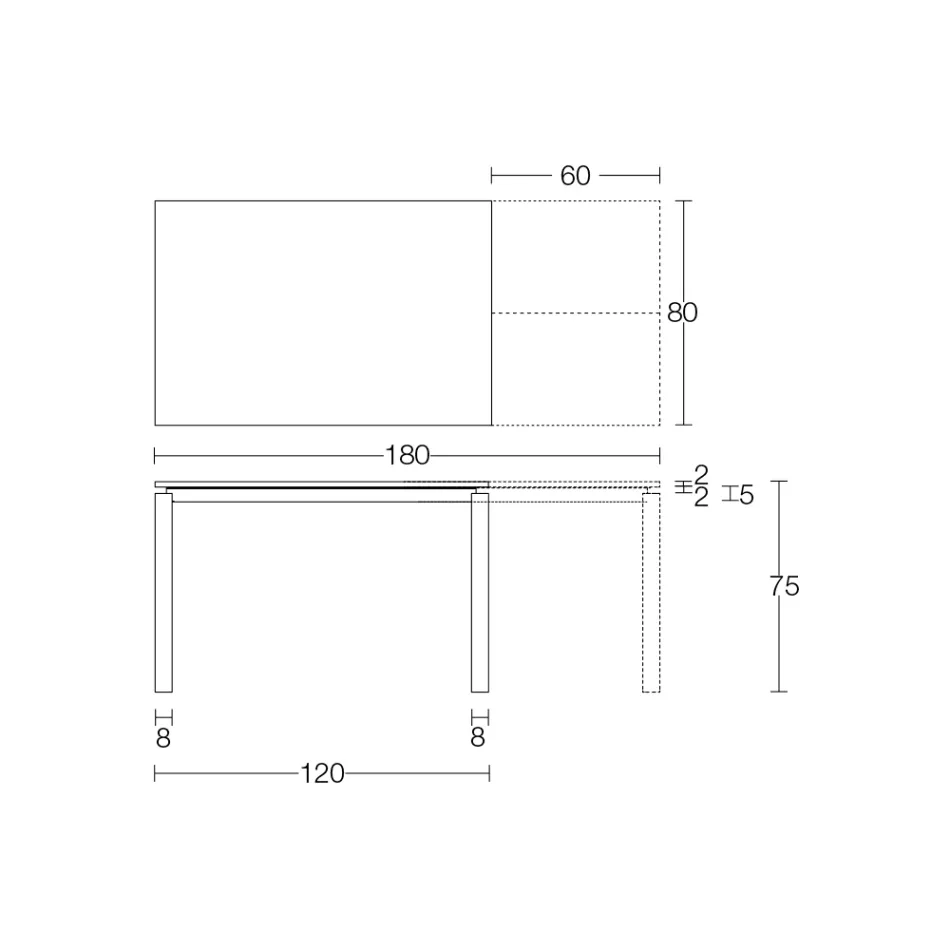 Tavoline e zgjerueshme 310 cm me maje laminat dhe baze metalike - Spille Viadurini