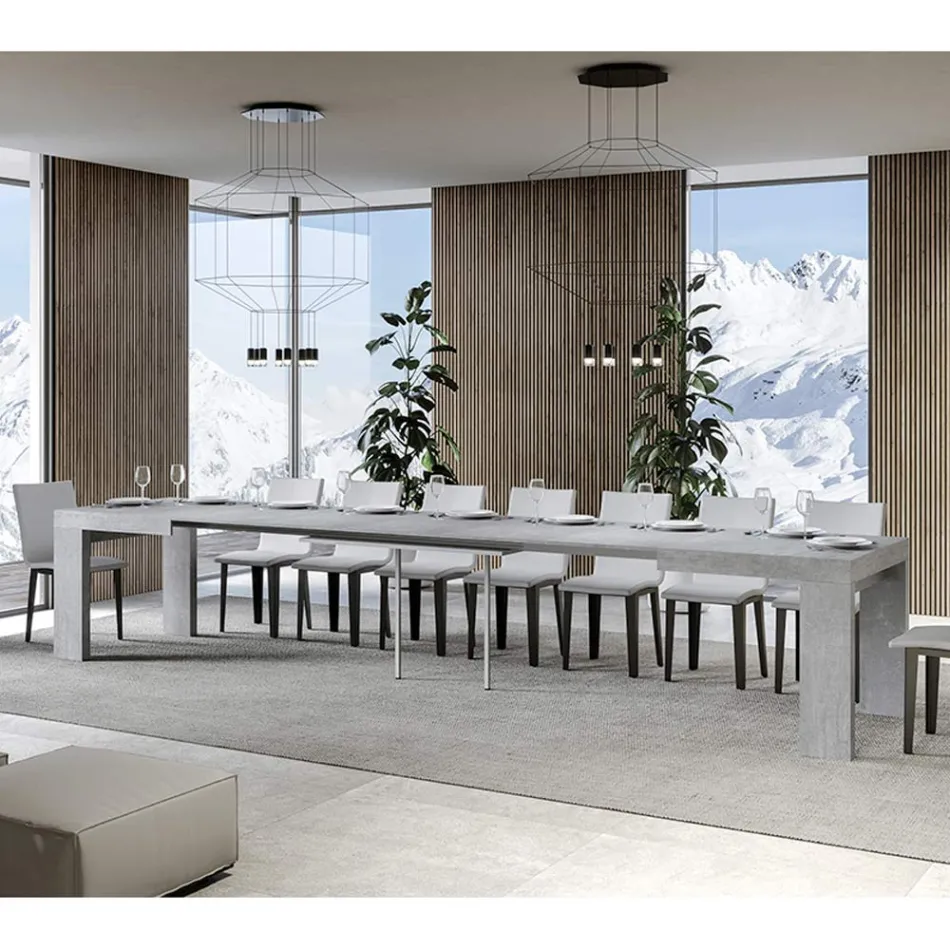 Tavolinë e zgjerueshme deri në 440 cm në Made in Italy Mikrogrimca druri - Pemë Viadurini