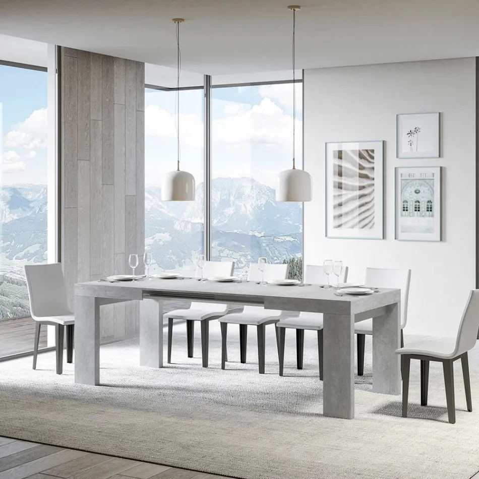 Tavolinë e zgjerueshme deri në 440 cm në Made in Italy Mikrogrimca druri - Pemë Viadurini