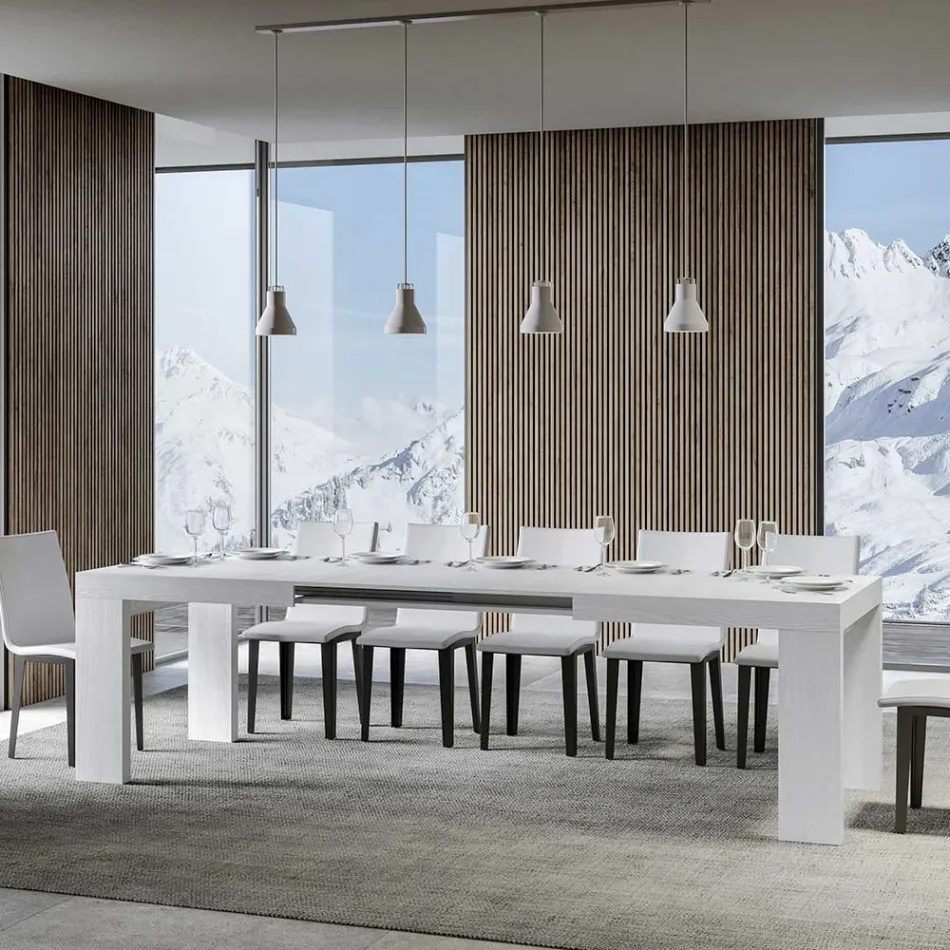 Tavolinë e zgjerueshme deri në 440 cm në Made in Italy Mikrogrimca druri - Pemë Viadurini